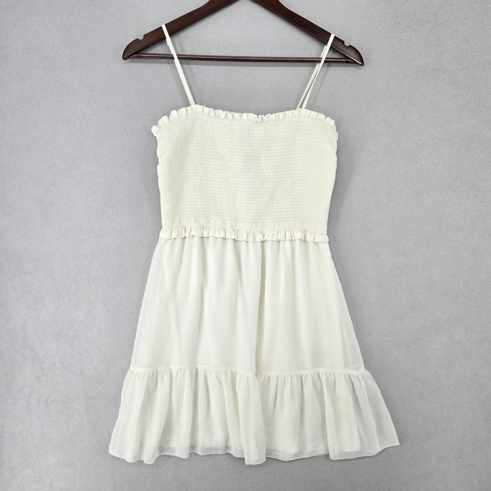 Wilfred Aritizia MEDIUM Smocked Mini Dress Womens Ivory Graduation‎ Cottagecore